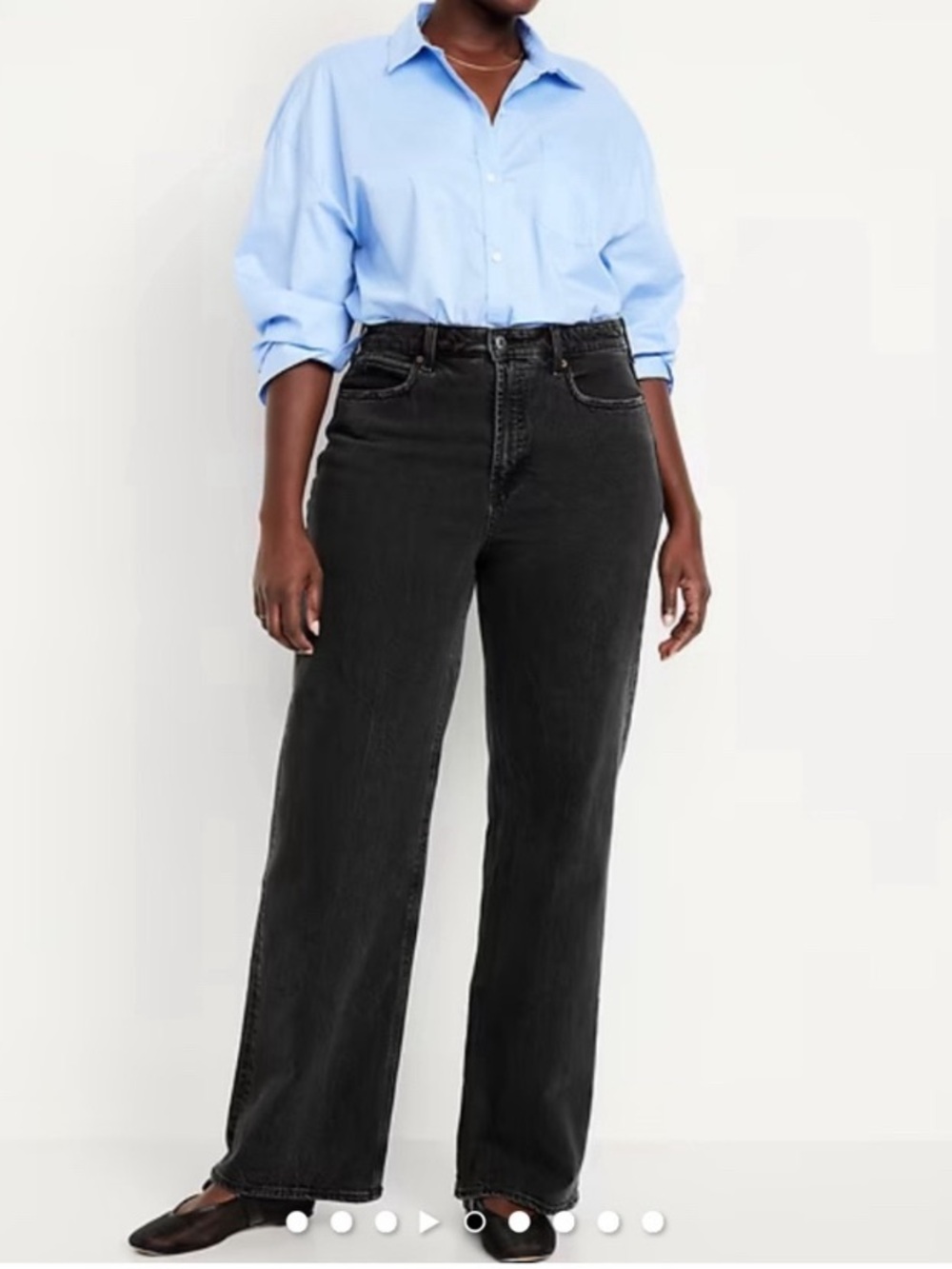 Old Navy Extra High Rise Curvy Wide Leg Secret Smooth Pockets Jeans Black 8 Tall